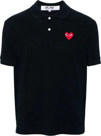 Comme Des Gar&ccedil;ons Heart Patch Polo - Dames - Polos - Blauw - L - Katoen - Tops