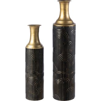 Glitzhome Set of 2 Modern Metal Floor Vases in Black at Nordstrom, Size Medium