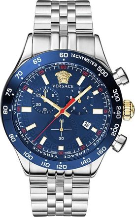Versace Heren chronograaf Hellenyium Ve 2U01024 Blauw Zilver - Heren - Horloges - Grijs - ONE Size - Accessoires
