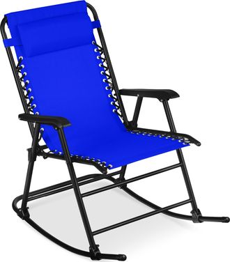 Best Choice Products Folding Outdoor Zero Gravity Rocking Lounge Chair w/ Headrest Pillow