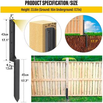 OEM Kit De Reparaci&oacute;n De Postes De Cerca Gruesos (estaca De Tierra) Para Postes De Cerca De Madera Inclinados O Rotos
