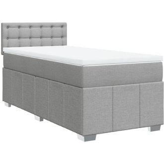 vidaXL Cama Box Spring Con Colch&oacute;n Tela Gris Claro 90x200 Cm Vidaxl