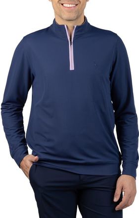Tailorbyrd Micro Grid Quarter Zip Performance Pullover in Navy at Nordstrom Rack, Size Xx-Large