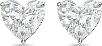 Diana M. Jewels 14Kt White Gold 3.00 cts Lab Grown Heart shaped Diamond Studs