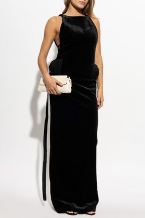 Self Portrait Velvet Dress With Decorative Bows, Womens, Black