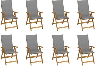 vidaXL Vidaxl - Sillas De Jard&iacute;n Plegables Y Cojines 8 Uds Madera Maciza Acacia