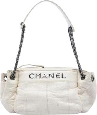 Chanel Pre-owned Lax Accordion Shoulder Bag - Dames - Vintage Schoudertas - Wit - ONE Size - Leer - Vintage