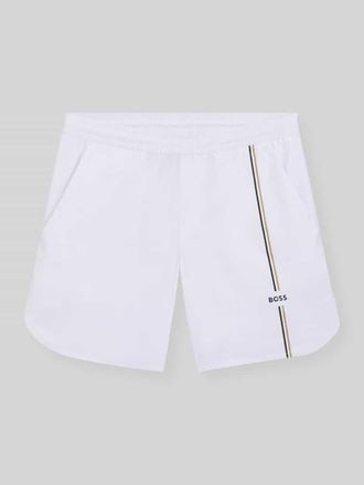 HUGO BOSS Regular Fit Sportshorts mit Logo-Details Modell SH_TOC GAME 8 INCH in Weiss, Gr&ouml;&szlig;e XXL