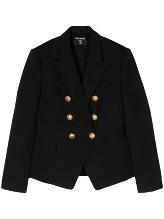 Balmain double-breasted wool blazer - Black