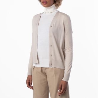 Burberry V-Neck Wool Knit Cardigan, Size XX-Small