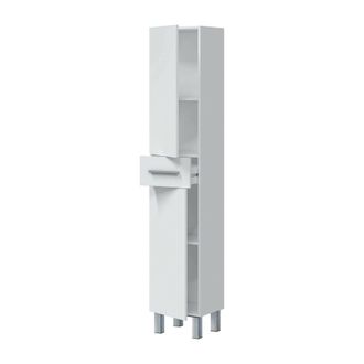 Dmora Columna De Ba&ntilde;o Wilmington, Mueble Alto Para Ba&ntilde;o Con 2 Puertas Y 1 Caj&oacute;n, Mueble Alto, 35x31h182 Cm, Blanco Brillo, Con Embalaje Reforzado - Dmora