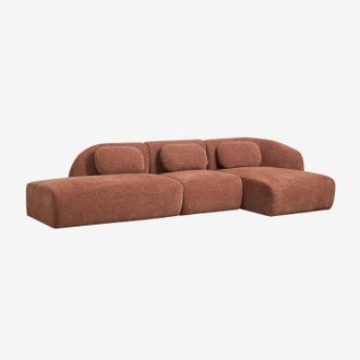 Sklum Sof&aacute; Modular Chaise Longue Derecho De 3 Piezas Con Div&aacute;n Izquierdo En Chenilla Coquette Sklum