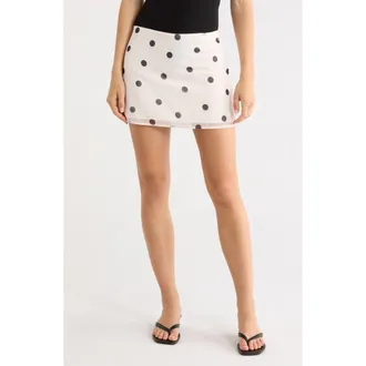 Princess Polly Adelaida Polka Dot Miniskirt in Cream Polka at Nordstrom, Size 10