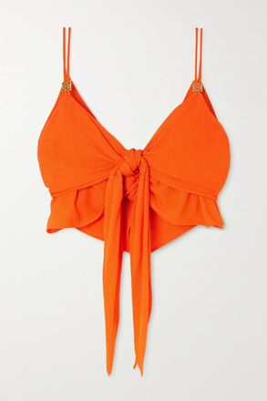 Loewe + Paulas Ibiza Crop Top In Jersey Decorato Con Laccio Annodato - Arancione