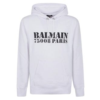 Balmain Hoodies, male, White, Size: 2XS White Sweatshirt with Sleeve Pocket