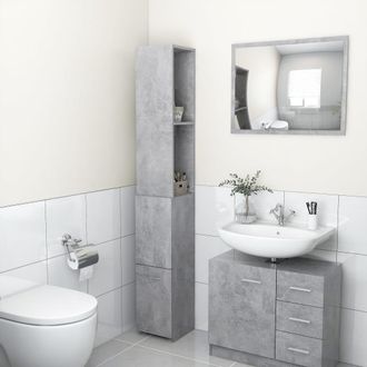 vidaXL Armario Ba&ntilde;o Madera Contrachapada Gris Hormig&oacute;n 25x26,5x170 Cm Vidaxl