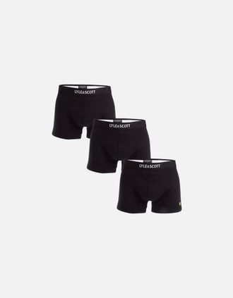 Lyle & Scott Lyle And Scott Mens 3-Pack Devon Boxer Trunks, Black - Black/Black/Black - Size: 39/38/32