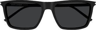 Saint Laurent Dark Grey Rectangular Mens Sunglasses SL 668 001 56