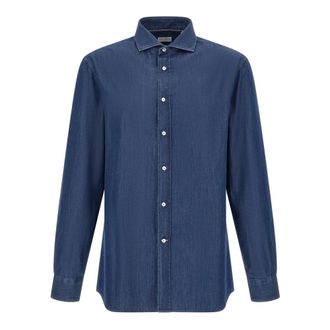 Brunello Cucinelli Hombre, Camisas, Azul, Talla: 2XL