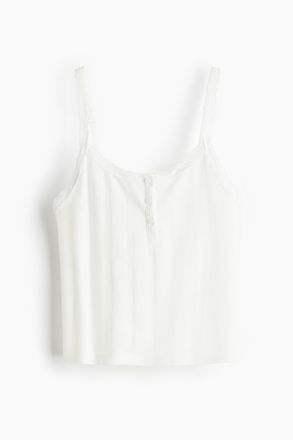 H&M Baumwolltop mit Pointellemuster - White