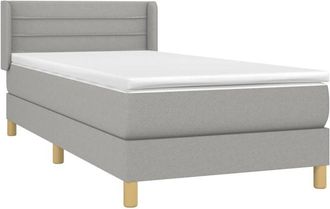 vidaXL Cama Box Spring Con Colch&oacute;n Tela Gris Claro 80x200 Cm Vidaxl