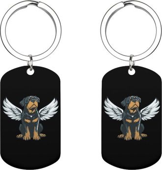Generic Rottweiler Dog Angels-Wings Cute Keychain Metal Key Ring Keychains Bag Purse Pendant Charms for Women Men