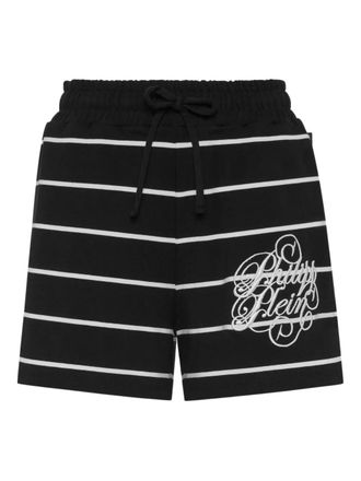 Philipp Plein striped shorts - women - Elastane/Cotton/Polyester - S - Black
