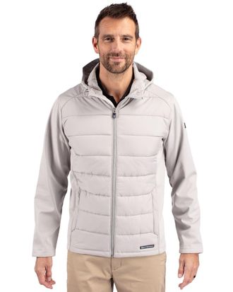 Cutter & Buck Evoke Hybrid Softshell Recycled Full Zip Mens Hooded Jacket