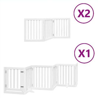 vidaXL Puerta De Perros Plegable 12 Paneles Madera &Aacute;lamo Blanca 600 Cm Vidaxl