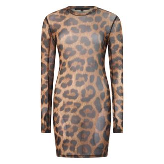 Philipp Plein Kleedjes, Dames, Bruin, 2Xl, Korte Jurk Luipaard