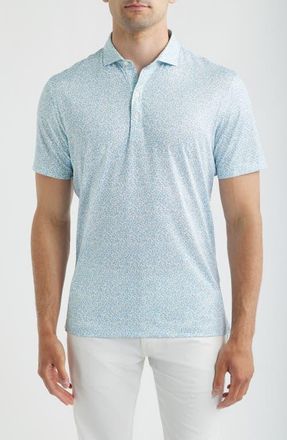 Johnnie-O Watercolors Floral Performance Jersey Polo in Carbon Fiber at Nordstrom, Size Xx-Large