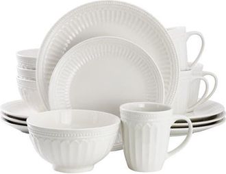 Elama Hansel 16 Piece Stoneware Dinnerware Set in White at Nordstrom