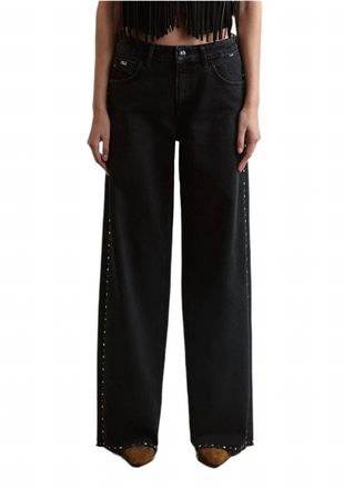 Mavi Rebecca Studded Smoke Jean Pants In Black