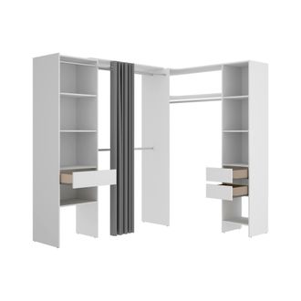 Dmora Gran Armario Bazena, Muebles De Dormitorio, Vestidor, Armario De Ropa, 214x141 H205 Cm, Blanco - Dmora