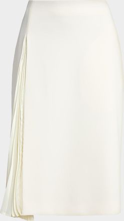 Jil Sander Side-Pleat Wool Sable Knee-Length Skirt