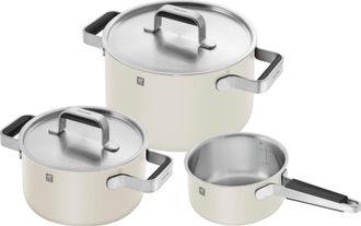 Zwilling Zwilling - Pure Pots And Pans Set - Elfenben-hvid - 3-pcs, 18/10 Stainless Steel
