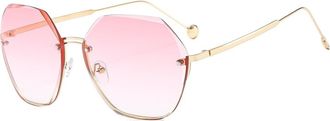 Generic Metallic Large Frame Fashionable Mens And Womens Sunglasses Party Photo Shooting Vacation Shopping UV400 Sun Glasses(Pink)