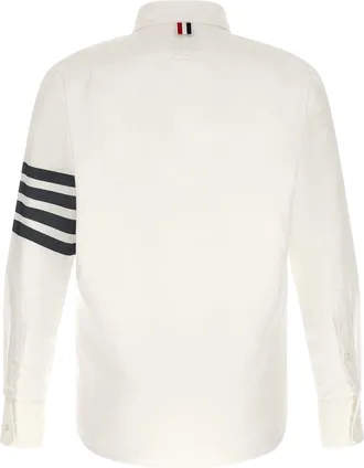 Thom Browne 4-Bar Striped Oxford Cotton Shirt - White