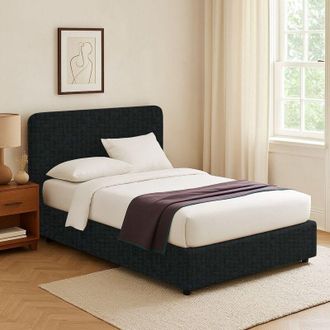 Dmora Cama Matrimonial Bury, Desenfundable, Hecho En Italia, Gris Oscuro