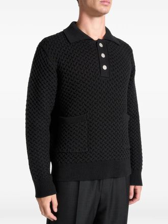 Mani&egrave;re De Voir waffle-knit polo shirt - Black