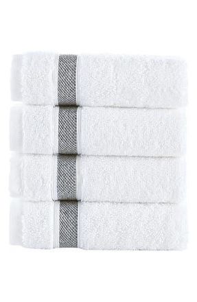 Brooks Brothers Ottoman Rolls 4-Pack Turkish Cotton Wash Cloths in White/Anthracite at Nordstrom Rack, Size Washcloth