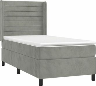 vidaXL Vidaxl - Cama Box Spring Con Colch&oacute;n Terciopelo Gris Claro 80x200 Cm