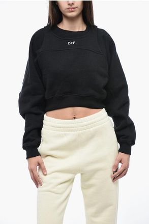 Off-white Double-Layer Crop Sweatshirt With Oversize Fit size Xs