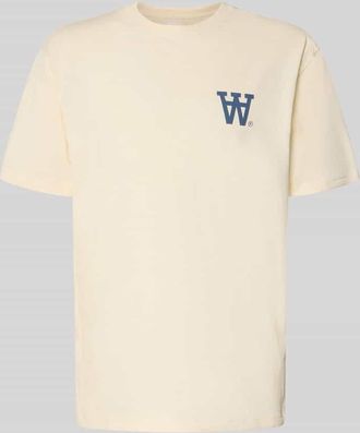 Wood Wood Relaxed Fit T-Shirt mit Logo-Print Modell Liam in Offwhite, Gr&ouml;&szlig;e XXL