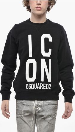 Dsquared2 ICON Cotton Fleece Crewneck Sweatshirt COOL FIT with Contras size Xs