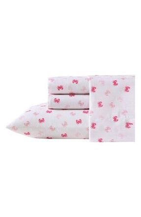 Nautica Axton Crab Print Microfiber Sheet Set in Pink at Nordstrom Rack, Size Twin X-Long