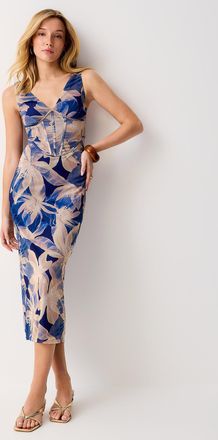 Icone Womens Floral micromesh bustier-style sleeveless dress