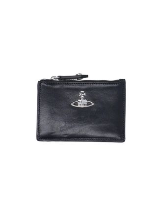 Vivienne Westwood Black Slim Zip Calfskin Cardholder