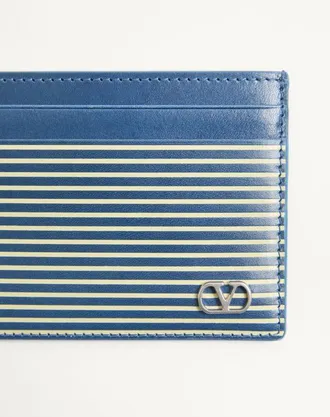 Valentino Garavani Portacarte Valentino Garavani Vlogo Signature In Vitello Granato Con Stampa Le Chat De La Maison Uomo AZZURRO UNI