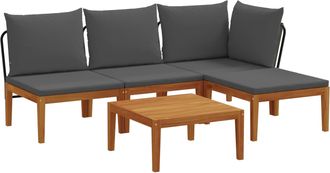 vidaXL 5 Uds. Conjunto De Jard&iacute;n Con Cojines Natural Vidaxl